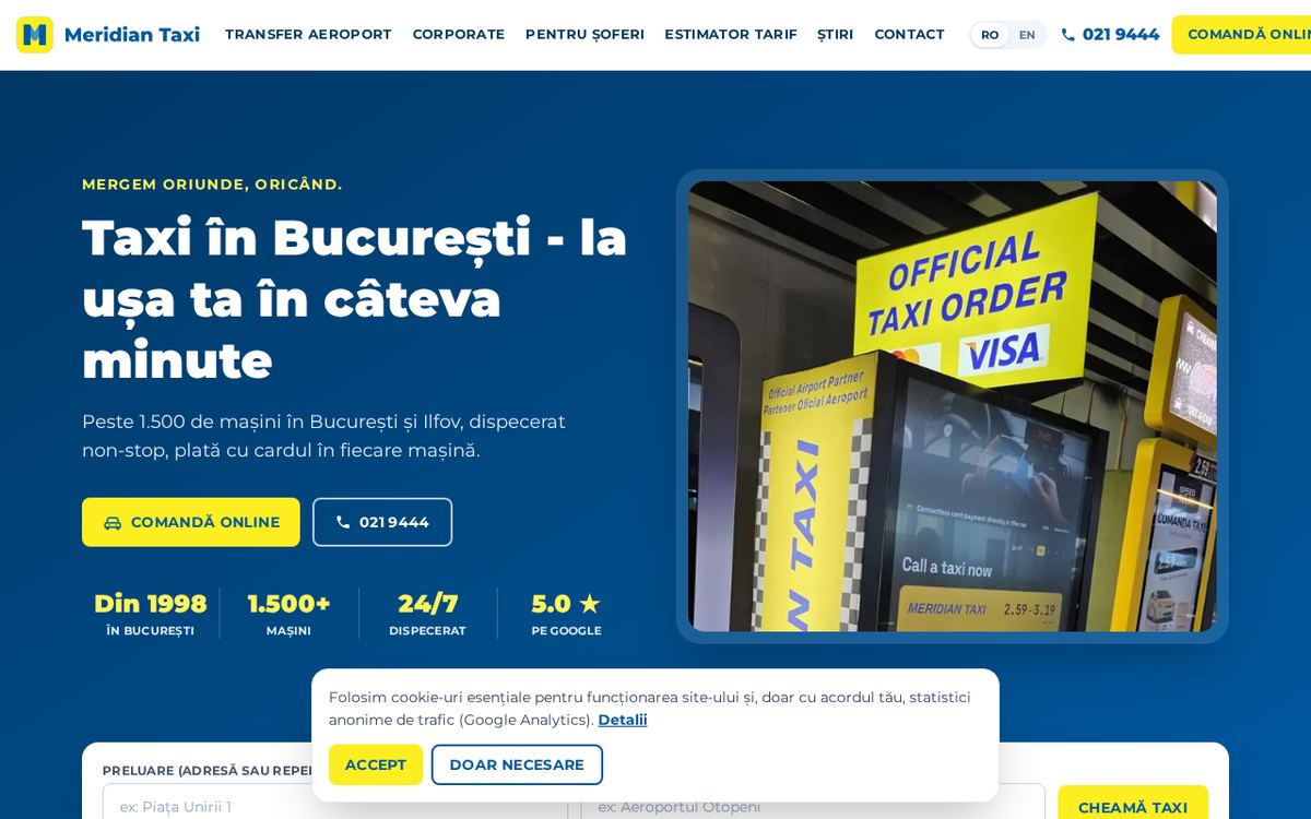 Taxi platform website